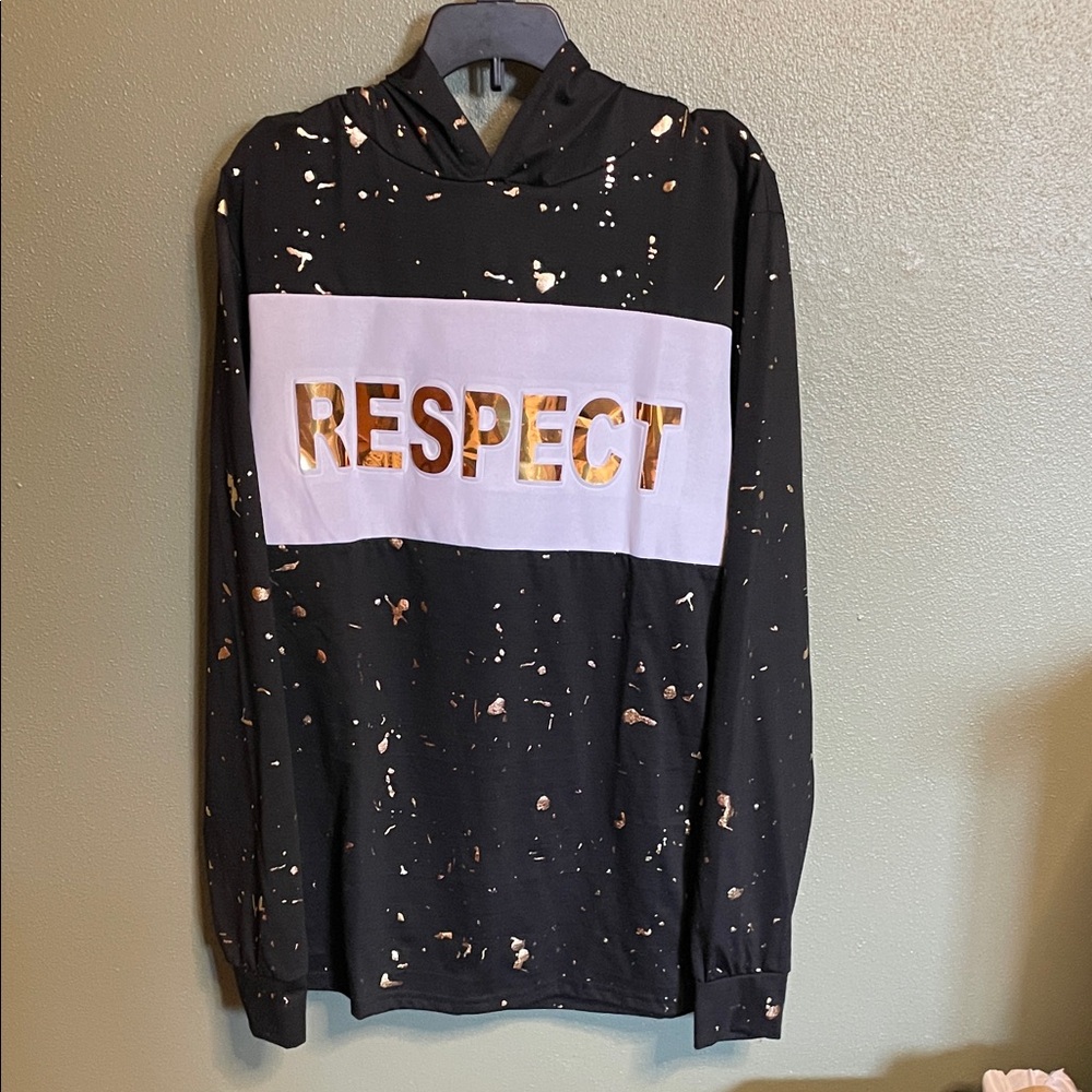 Black and Gold 'RESPECT' Graphic Hoodie